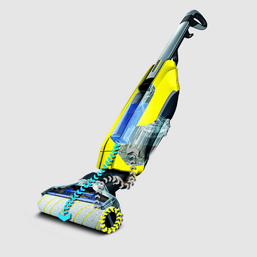 Аппарат для влажной уборки пола FC 5: Автоматическая очистка роликовых падов от грязи